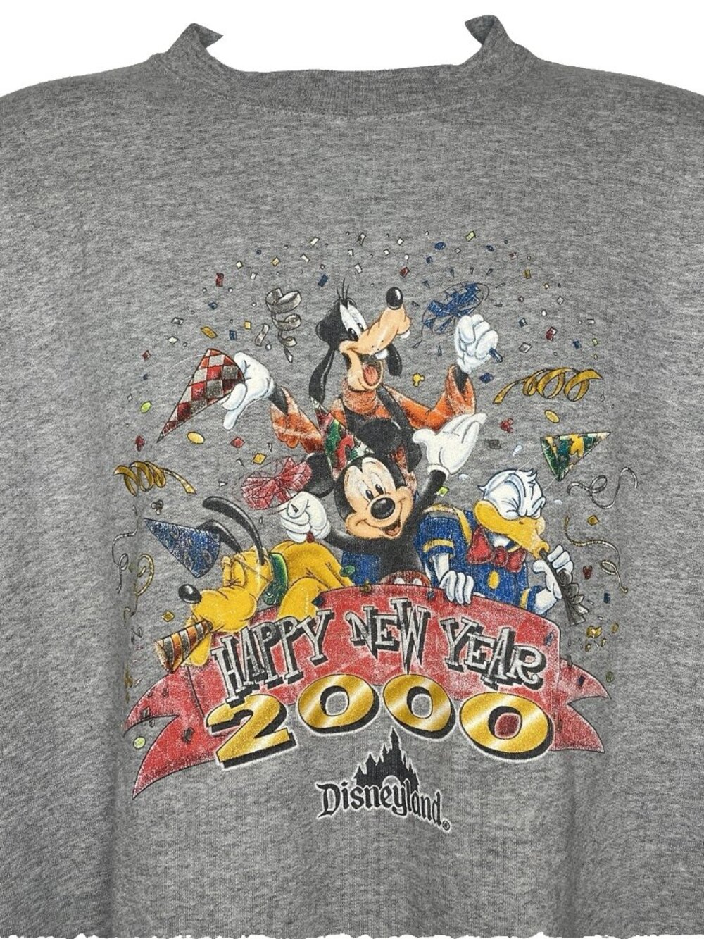 Vintage Y2K Disneyland Crew Neck Sweatshirt Size L/XL Heather Gray New Year 2000 - Picture 2 of 9